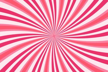 Fototapeta premium Candy pattern background with swirl strawberry and cream texture. Spiral pink vector sweet vortex. Abstract radial cartoon marshmallow poster.