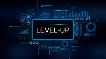 Digital growth concept level up success progress data analytics futuristic interface with charts graphs and icons for business technology and finance - Powered by Adobe