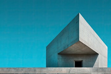 Modern concrete structure against vibrant blue sky