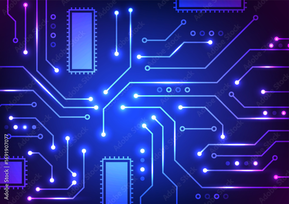 Poster abstract digital background futuristic chip microchip circuits data flow technology and circuit boar