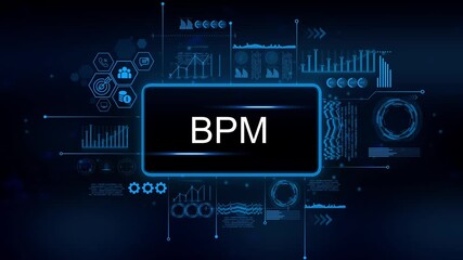 B P M Business Process Management Digital Technology Futuristic Interface Data Analysis Charts Graphs Performance Metrics Workflow Optimization Corporate Strategy Innovation Digital Transformation - Powered by Adobe