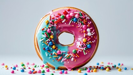 Minimal Chocolate Donut with Sprinkles Stock Photo