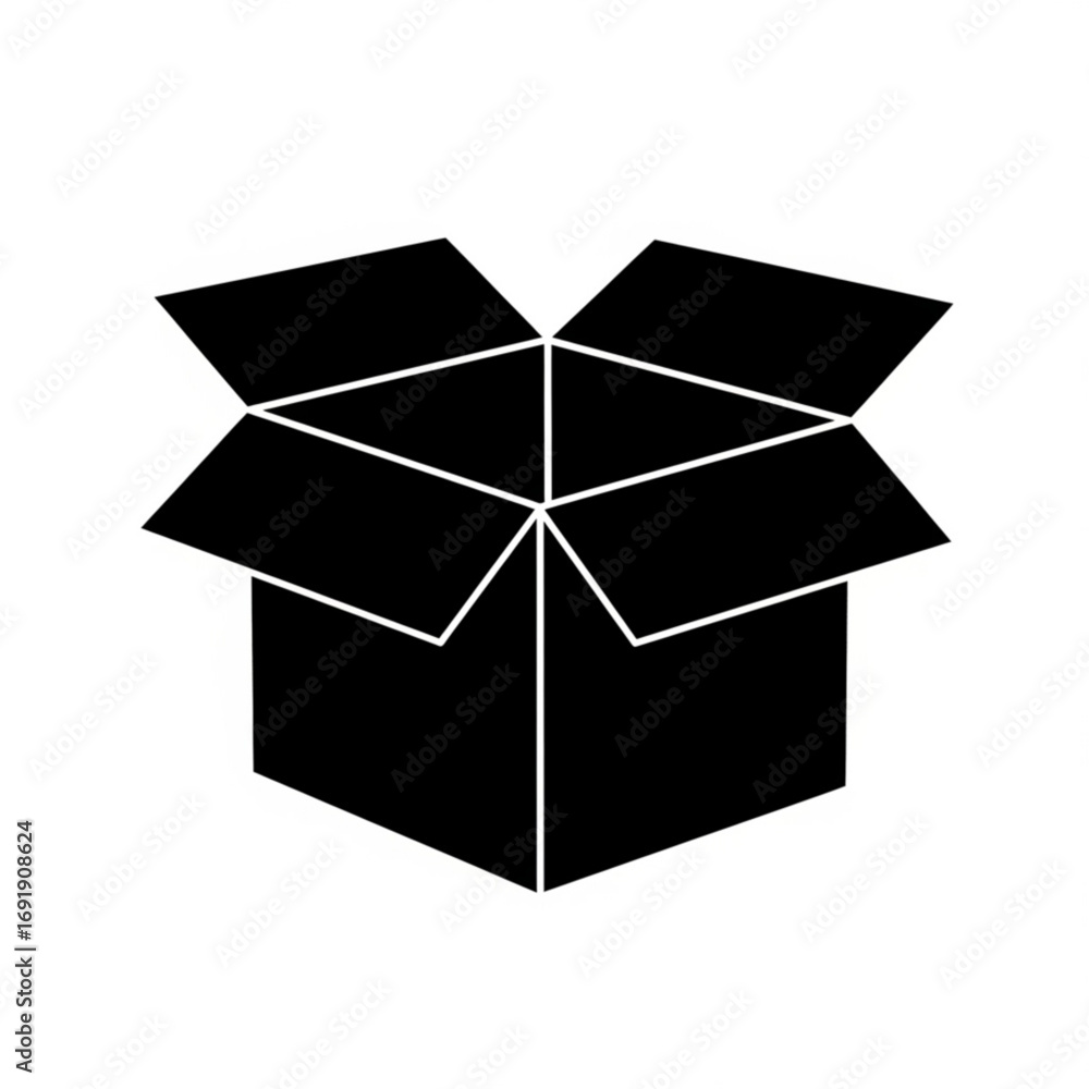 Aufkleber Vector art of open cardboard box with flaps