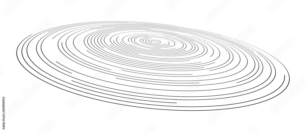 Poster lines in circle abstract background. dynamic transition illusion in spiral. black shape on a white b
