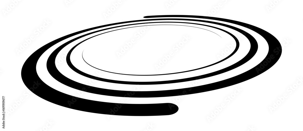 Poster lines in circle abstract background. dynamic transition illusion in spiral. black shape on a white b
