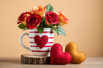 A stunning bouquet of vibrant pink and red roses in a vase is the perfect gift to celebrate love and romance