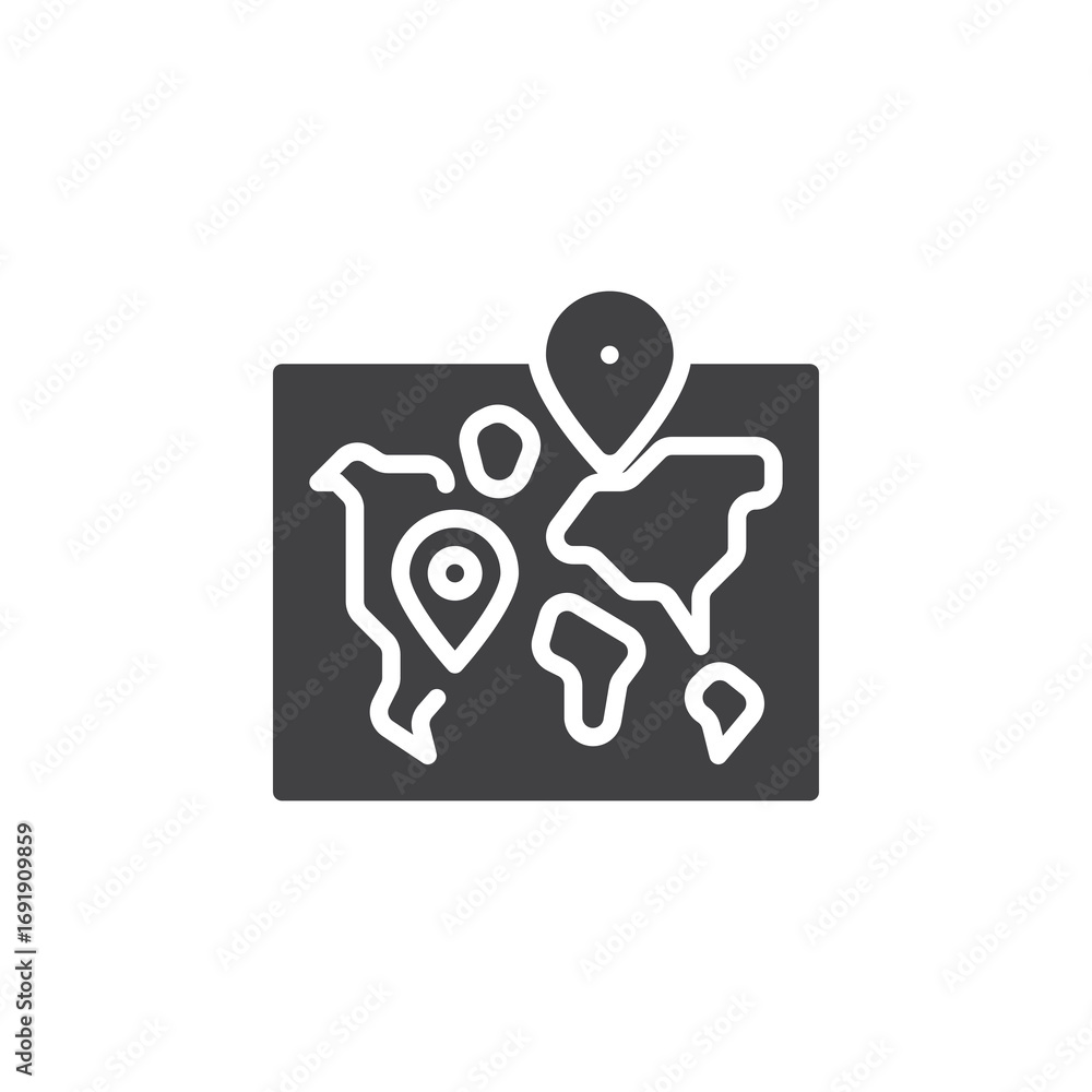 Poster geo map solid vector icon