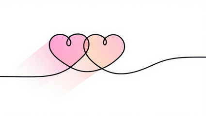 A charming pink vector heart adorned with a ribbon, a romantic symbol of love and a perfect design for a wedding or Valentine's Day greeting card