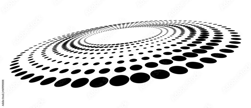Poster abstract dotted vector background. halftone effect. circle dotted background or icon. spiral with pe