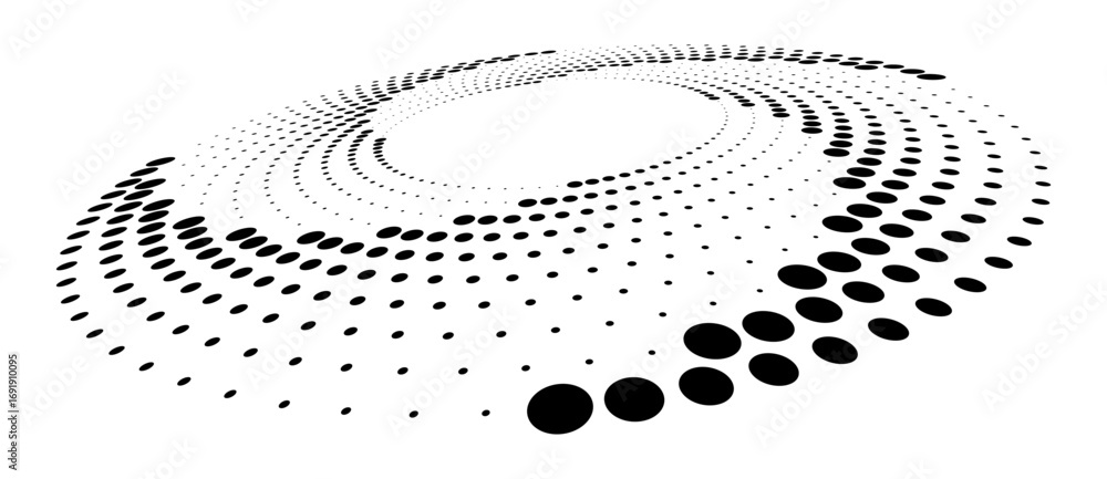 Poster abstract dotted vector background. halftone effect. circle dotted background or icon. spiral with pe