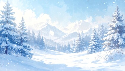 Snowy mountain landscape (2)