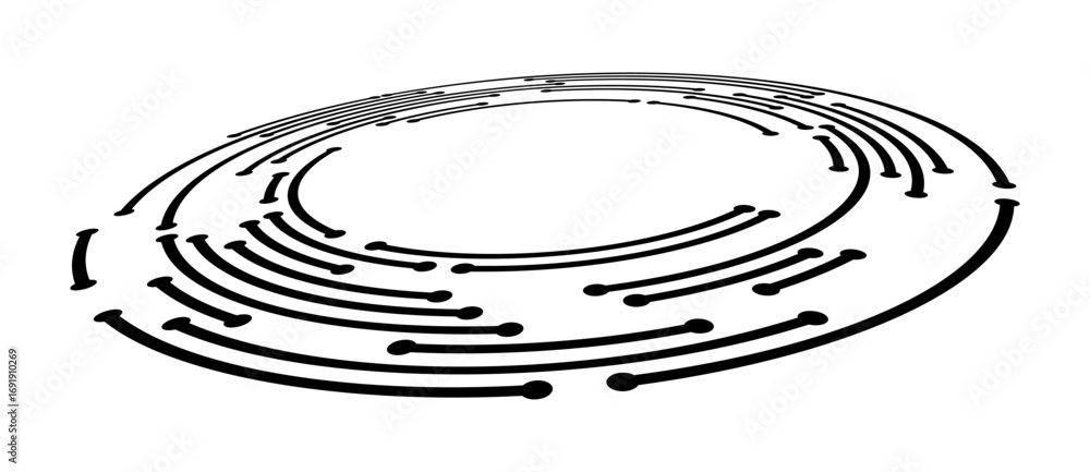 Poster spiral with lines and dots as dynamic abstract vector background or logo or icon. artistic illustrat
