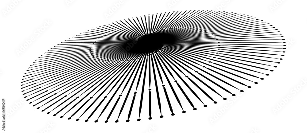 Poster spiral with lines and dots as dynamic abstract vector background or logo or icon. artistic illustrat