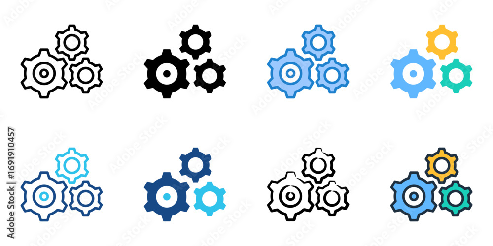 Poster customization icon set multiple style collection