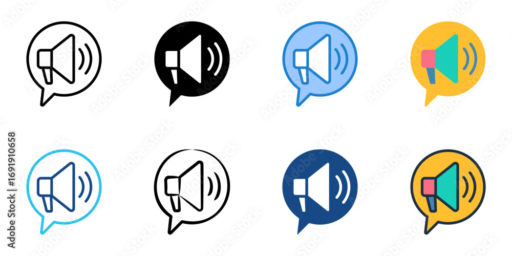 Poster Voice chat icon set multiple style collection 

