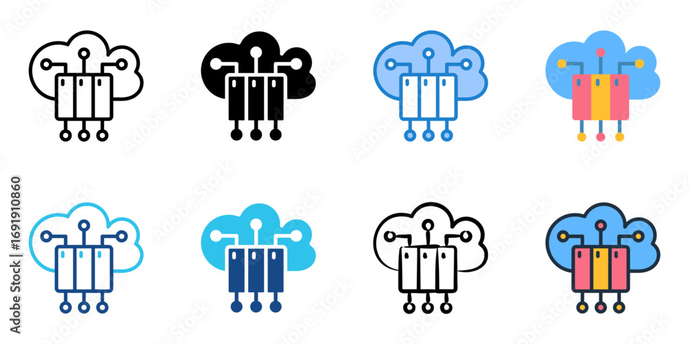 Poster server icon set multiple style collection