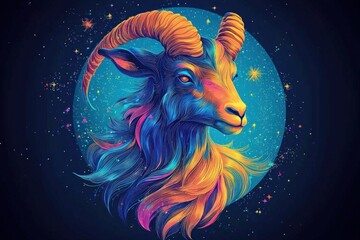 Capricorn Zodiac Sign Isolated On Background. Horoscope. Capricorn Horoscope Symbol. Astrological Capricorn Design. Capricorn sign Icon. Detailed Capricorn Zodiac Emblem Isolated. Astrology.