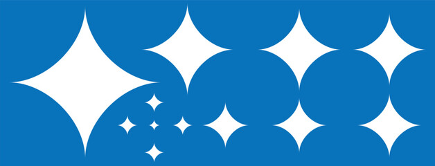 White sparkle star icon set simple star burst symbol transparent png and vector illustration shimmering four pointed star icon set sparkles star symbols vector blue backgaund