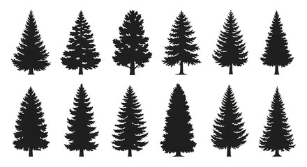 Obraz premium Vector Illustration of Pine Trees and a Bare Tree