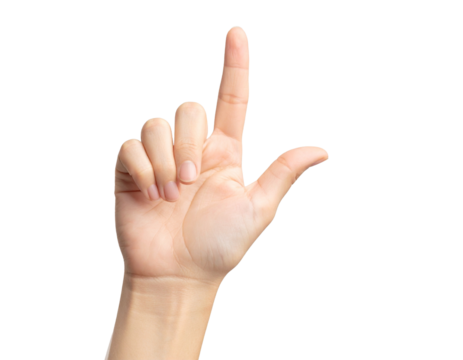 Pointing and Scissor Gesture　上を指差す　指さしジェスチャー　背景透過