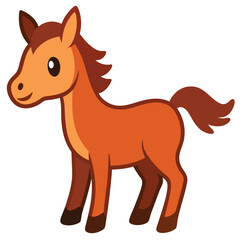 cartoon horse foal sticker vector standing happily.