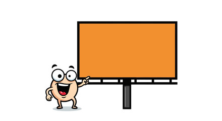 Cartoon Bean Presenting Blank Billboard