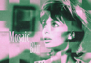 Mosaic Blur Photo Effect Mockup