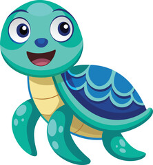 friendly turtle with ocean waves sticker.