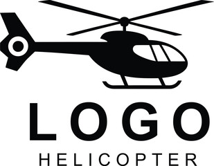 Helicopter Logo: Black and White Minimalist Design
