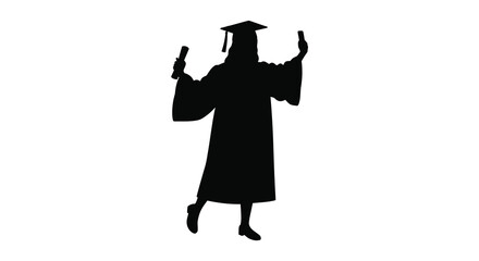 graduate silhouette holding diploma celebrating success