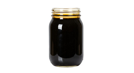 Viscous Dark Liquid in a Clear Mason Jar Against a Gradient Background