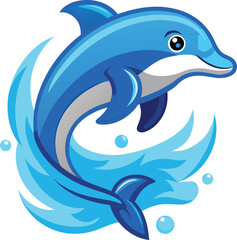 Fototapeta premium playful dolphin jumping waves sticker.