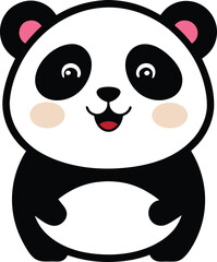 smiling panda sticker vector on transparent.