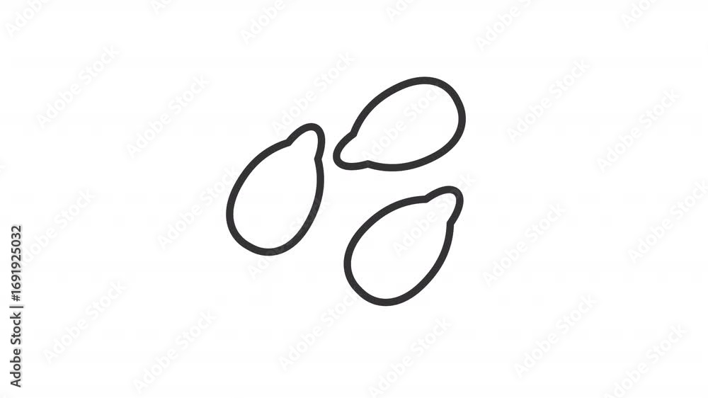 Poster animated sesame seeds line icon. condiment for cookery animation. nutritious additives. common aller