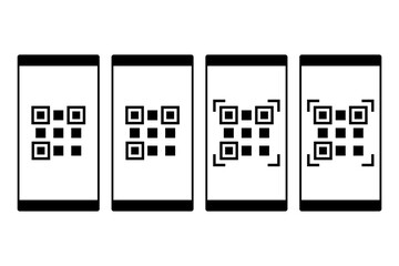 スマホの画面にQRコードが配置されたアイコンセット