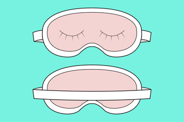 Unisex Sleep Eye Mask Fashion Flat Sketch Technical Drawing CAD Outline.