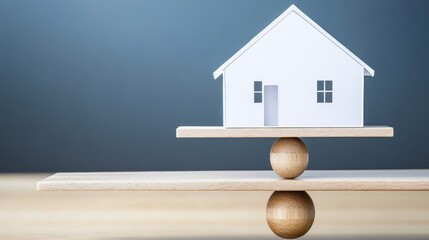 House balancing on seesaw