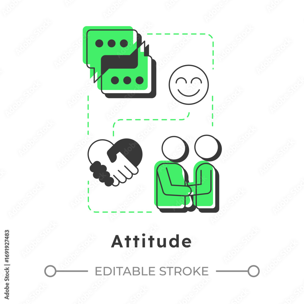 Aufkleber attitude modern linear concept icon. social networking, friendship. help, support. personality mood.