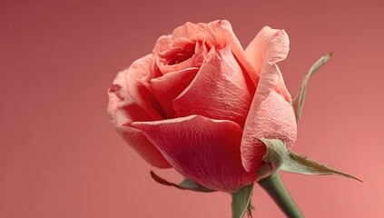 Close-up of a delicate peach-pink rose