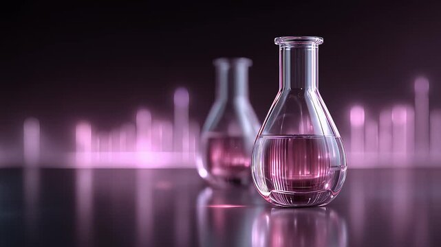 Purple Liquid Shines in Erlenmeyer Flask with Tech Glow
