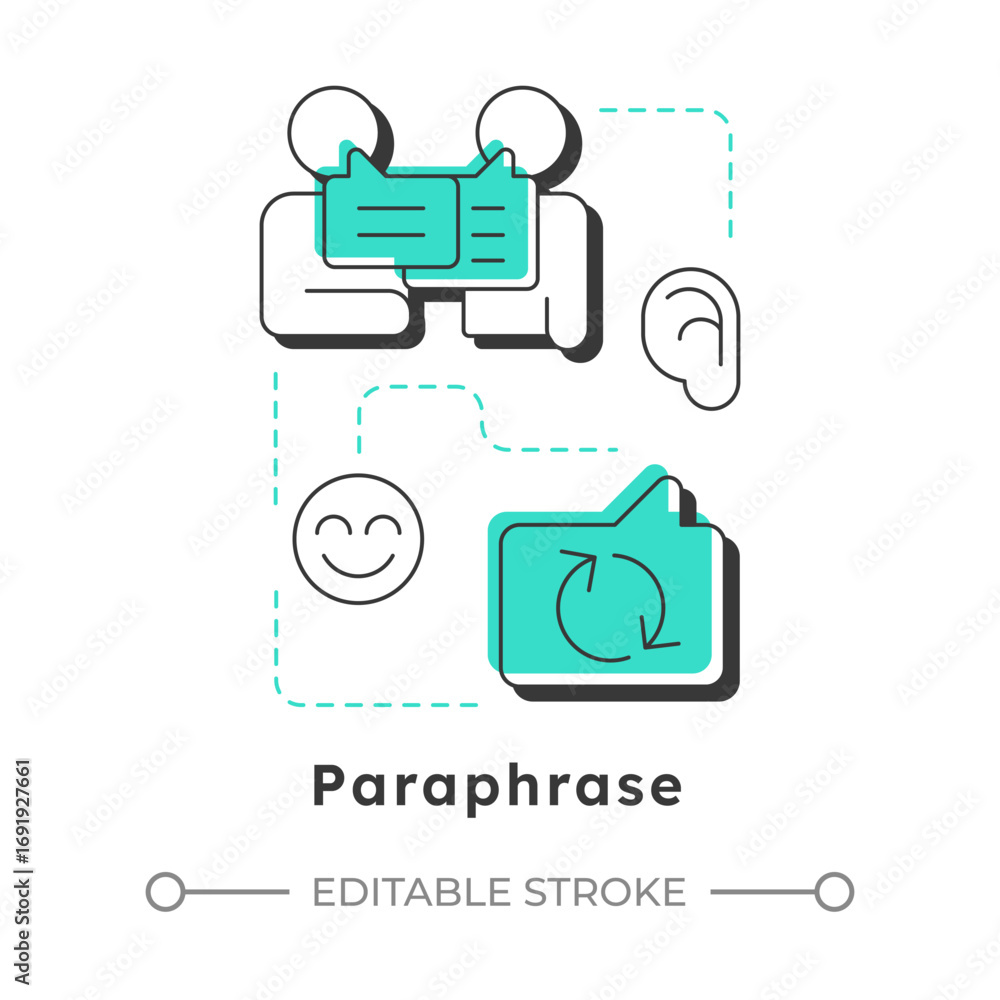 Poster paraphrase modern linear concept icon. communication skill, networking. active listening, conversati