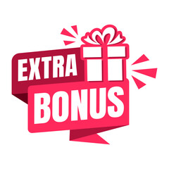 Extra Bonus Gift boxes with ribbon icons black Set. Gift box badge in Trendy Flat style. Surprising gift boxes label, Gift wrapping sticker, Christmas box icon. Vector Illustration.