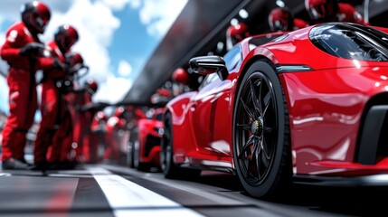 Race cars pit crew maintenance