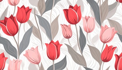 Fototapeta premium Tulips Pattern Seamless Design