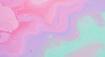 An abstract fluid art background with swirling pastel pink, purple, and mint green colors creating a marble effect.