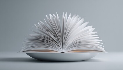 Open book resting on a dish