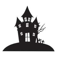  Spooky Halloween vector with pumpkins, bats, ghosts, and a haunted house in dark festive colors