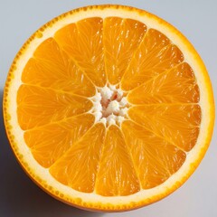 Close Up View of a Vibrant Orange Fruit Half Showing Juicy Segments and Rind Detail