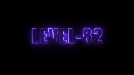 Level 82 neon text glowing purple on black background futuristic digital achievement progress - Powered by Adobe