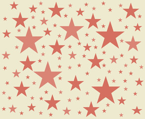 Fototapeta premium Abstract seamless groovy festive pattern with stars in orange on a cream background colour